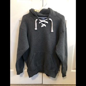 Gray Lace-Up Sweatshirt